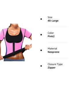 NonEcho Women Sauna Body Shaper Sweat Suit Sleeve Spa Cami Hot Neoprene Slimming Workout Vest Waist Trainer Top Pink2 X-Large 16 61jN4GfkT4L