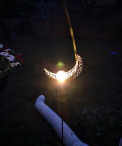 HOMEIMPRO Moon Solar Garden Lights Outdoor Stakes, Waterproof Crackle Glass Metal Decorative Lights for Lawn, Patio Accessories, Yard Decor, Christmas Gift (Bronze) 44 61jPv KaDNL