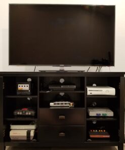 SIMPLIHOME Artisan SOLID WOOD 53 Inch Wide Transitional TV Media Stand in Black for TVs up to 60 Inches, For the Living Room and Entertainment Center Tall TV Media Stand 45 61jRpKWWHLL