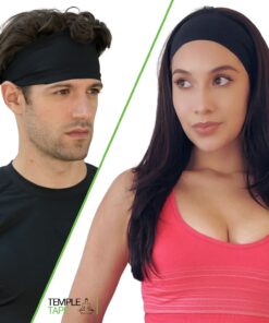 Headbands for Men and Women - Mens Sweatband & Sports Headband Moisture Wicking Workout Sweatbands for Running, Cross Training, Yoga and Bike Helmet Friendly Black 19 61jV AMJSzS
