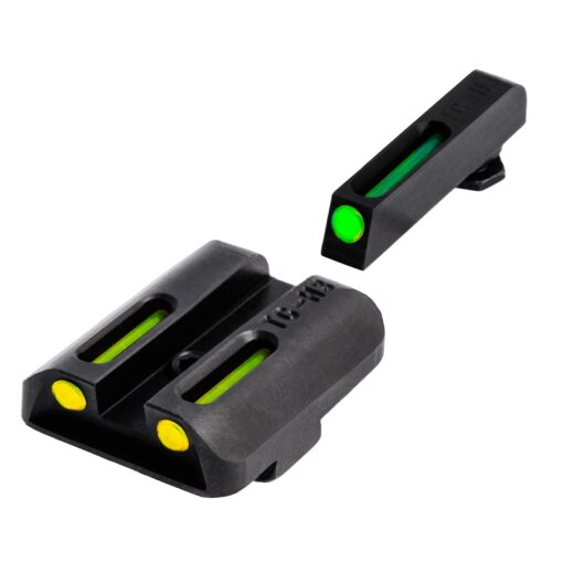 TRUGLO TFO Tritium & Fiber-Optic Handgun Sight | Snag-Resistant Front & Rear Bright Night Sights, Compatible with Glock Handguns Green Front / Yellow Rear Glock Low Set