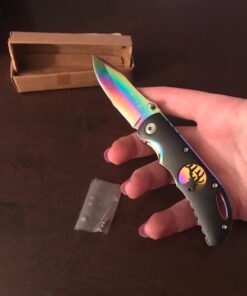 Wild Turkey Handmade Rainbow Frame with Black Overlay with Elk Cutout Knife Original version 40 61jX7EE59hL