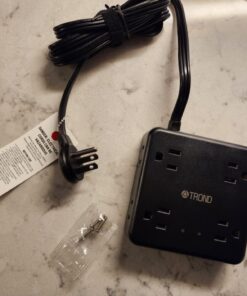 TROND Power Strip Surge Protector - Flat Plug Extension Cord, 8 Widely-Spaced Outlets, 4 USB Charger(1 USB C Port), 5FT Ultra Thin Cord, 1440J, Flat Wall Plug, Desk Charging Station for Travel, Black 5 FT-1 USB C 68 61jaJPs1xxL