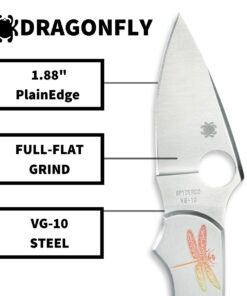 Spyderco Dragonfly Signature Tattoo Knife with 2.32" VG-10 Steel Blade and Durable Stainless Steel Handle - PlainEdge - C28PT 14 61jafhT73aL