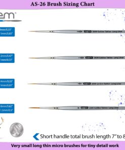 ZEM Brush Golden Taklon Multi Media Long Liner Artist Brush Set 20/0, 10/0, 5/0, 0 9 61jcjyRnNZL