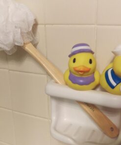 Shower Loofah on a Stick Body & Back Scrubber - Long Handled Mesh Bath Sponge Pouf Luffa Brush on a Stick with a Wood Handle for Men & Women - Easy Reach Body Wash & Lotion Applicator 1 Count (Pack of 1) 34 61jfy5IkzBL