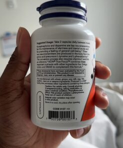 NOW Supplements, True Focus™ with Amino Acids, Ginkgo, DMAE + CoQ10 and Grape Seed Extract , 90 Veg Capsules 25 61jiagDlRmL