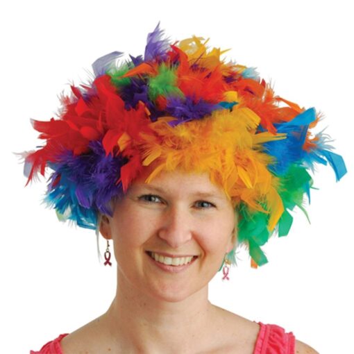 U.S. Toy Rainbow Feather Costume Wig, Multicolor, Standard, USTOD334