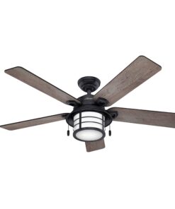 Hunter Fan Company Fan Key Biscayne Indoor/Outdoor Ceiling Fan with 2 LED Lights and Pull Chain Control, Weathered Zinc Finish, 54 Inch 37 61jjkcyXOxL