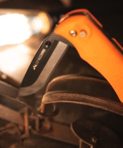 OUTDOOR EDGE RazorPro Double Blade Folding Hunting Knife - Field Butcher Knife with Replaceable RazorSafe & Gutting Blades, Orange Non-Slip Handle, Camo Holster, & 6 Blades. Must-Have Hunting Gear Orange (6 Blades) 18 61jk8w ramL 1