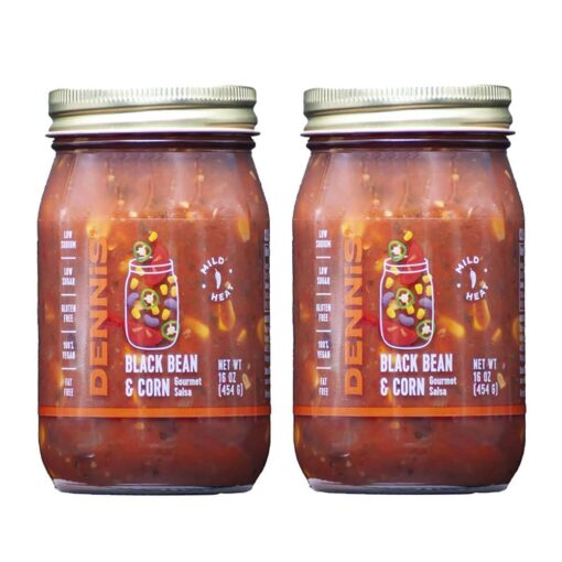 All-Natural Black Bean and Corn Salsa by Dennis’ Gourmet | This Fresh, Hearty Restaurant Salsa is Low Sugar, Low Cal, Low Carb, Low Sodium, and Gluten Free! (2-Pack) 1 Pound (Pack of 2)