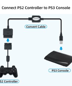 Mcbazel Playstation 2 Controller to USB Adapter for PC or Playstation 3 Converter Cable for Sony DualShock PS2 PS3 Controllers (NOT Compatible with Dancing Mat Guitar Hero) 19 61jn 0wMTL