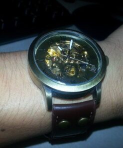 AMPM24 Men's Steampunk Mechanical Leather Bronze Skeleton Self-Winding Auto Wrist Wacth PMW198 24 61jpK7lZn5L