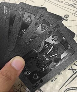 EMFK 54pcs/Pack Fashion Gold Foil Poker Novelty Collection Waterproof PVC Plastic Color:Black 22 61jsdZsaW6L