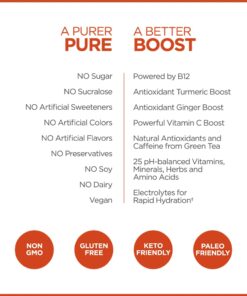 Pureboost Clean Energy Drink Mix + Immune System Support. Sugar-Free Energy with B12, Multivitamins, Antioxidants, Electrolytes (Citrus Sunrise, 30 Count) Citrus Sunrise 33 61jvh6XyCoL