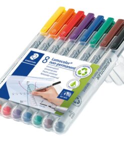 Staedtler Lumograph Non-Permanent Wet Erase Marker Pens, Fine Tip Refillable Colored Markers, 8 Pack, 315 WP8 8 Count (Pack of 1) Assorted Colours 12 61jvoF TAcL
