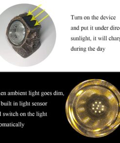 SunKite Solar Powered Rock Light, 2 Pack 10 LED Waterproof Garden Stone Lights Outdoor Landscaping Spotlights, Yard Patio Pathway Driveway Landscape Rock Brown 11 61jvwRDi3GL