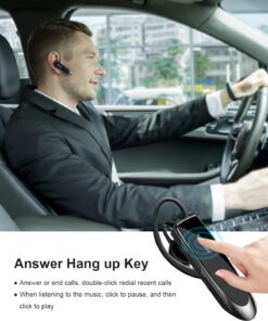 New bee Bluetooth Earpiece V5.0 Wireless Handsfree Headset with Microphone 24 Hrs Driving Headset 60 Days Standby Time for iPhone Android Samsung Laptop Trucker Driver (Black) Black 29 61jwGj KGsL