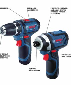 BOSCH CLPK22-120 12V Max Cordless 2-Tool 3/8 in. Drill/Driver and 1/4 in. Impact Driver Combo Kit with 2 Batteries, Charger and Case,Blue 12V Kit 28 61k JvieJOS