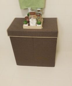 Household Essentials 5614 Double Hamper Laundry Sorter with Magnetic Lid, Brown Coffee Linen 33 61k2S6LCIQL