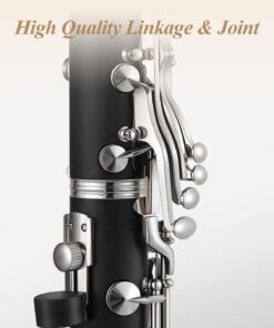 Eastar B Flat Clarinet for Beginner, Ebonite Clarinet Nickel-plated with 2 Barrels, 3 Reeds, White Gloves, Hard Case, Cleaning Kt, ECL-300 Nickel keys, Student style 35 61k2x4Gm3wL