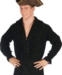Fun World Men's Morris Costumes Shirt Fancy Black Pirate, One Size