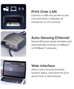 IOGEAR 1-Port USB 2.0 Print Server, GPSU21 English 18 61k7x1Qf7wL