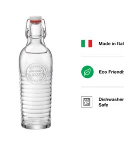 Bormioli Rocco Officina Water Bottle | 37.25 oz, Italian Glass Pitcher | Airtight Seal & Metal Clamp | Easy To Carry Handle, Dishwasher Safe & Eco-Friendly | Safe For Infused & Carbonated Drinks 24 61k9aRpSgyL