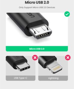 Alternative view of UGREEN Micro USB to USB Micro USB 2.0 OTG Cable 2 Pack On The Go Adapter Micro USB Male to USB Female for Samsung Phone S7 S6 Edge S4 S3 LG G4 DJI Spark Mavic Remote Controller Android Tablets Black