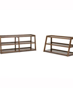 SIMPLIHOME Sawhorse SOLID WOOD 48 Inch Wide Modern Industrial TV Media Stand in Medium Saddle Brown for TVs up to 55 Inches, For the Living Room and Entertainment Center 24 61kJQhD7u5L