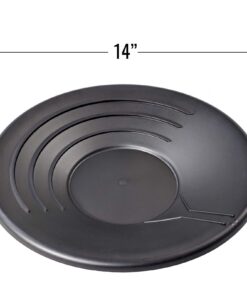 SE 14 Inch Gold Panning Pan - Three Riffles for Easier Mining and Prospecting, Black 15 61kJZlbytdL