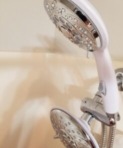 HotelSpa 30-Setting Ultra-Luxury 3 Way Rainfall Shower-Head/Handheld Shower Combo with Patented ON/OFF Pause Switch (Dual White/Chrome Finish) 5 ft Hose Chrome & White 34 61kMyt76 eL