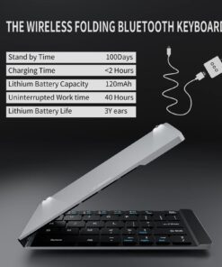 Geyes Folding Keyboard Bluetooth, Wireless Portable Foldable Keyboard with Stand Holder,Pocket Size Ultra Slim Aluminum Alloy Folding Keyboard for iPad,iPhone, Laptops and Smartphones Silver 10 61kOyA n32L