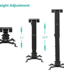 WALI Universal Projector Mount, Projector Ceiling Mount with 25.6'' Extendable Arms, Projector Mounting for Ceiling Adjustable Height Holds up to 44 lbs Projector Holder/Hanger (PM-001-B), Black 13 61kQ51Gl4L