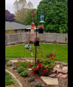 Sorbus Bird Feeding Station - 7ft Tall Metal Pole Bird Feeder Stand with 2 Ground Stake Prongs & 4 Hangers with Bird Bath, Bird Food Mesh Tray for Attracting Wild Birds Outside, Garden Decor, Plants 2-Prong Stake 38 61kRwLM PmL