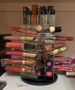 Ikee Design Premium Acrylic Rotating 64 Cosmetic Lipstick Organizer Tower,Lipgloss Stand with Removable Dividers, 360 Degree Spinning Lipstick Display Tower,4 1/2 W x 4 1/2 D x 9 1/8 H in Clear 38 61kSi2fZUL