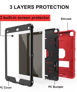 Rantice iPad 6th Generation Cases, iPad 5th Generation Case, iPad Air 2 Case, iPad 9.7 Case, Shockproof Rugged Drop Protection Cover Built with Kickstand for iPad 9.7'' A1893/A1954/A1822/A1823(Red) Red+Black 25 61kSweC4p3L