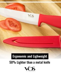 Vos Ceramic Knife Set 4 Pcs Ceramic Knives Set For Kitchen, Ceramic Kitchen Knives With Peeler, Ceramic Paring Knife 3", 4", 6", Inch Multi-Color Red, Blue, Green, Purple Multicolor 28 61kbJwBdDNL
