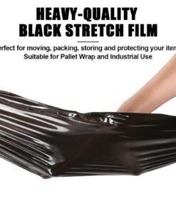 16 Rolls 18 inch x 1500 Feet Stretch Wrap 80 Gauge Heavy Duty Shrink Film, Extra Strong 18 inch Black Hand Stretch Wrap, Pack of 16 Rolls Black 18" wide x 16 Rolls 15 61kecsoCFEL