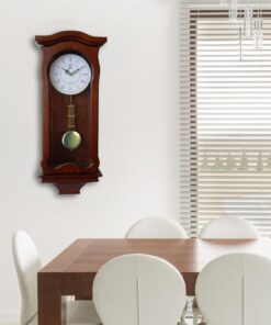 Pendulum Wall Clock Battery Operated - Hanging Grandfather Wall Clock with Pendulum - Quiet Wood Pendulum Clock - Decorative Wooden Wall Clock for Living Room Decor, Office & Home Décor Gift 23.5x9.75 Classic Dark Brown 19 61khhXO6iiL