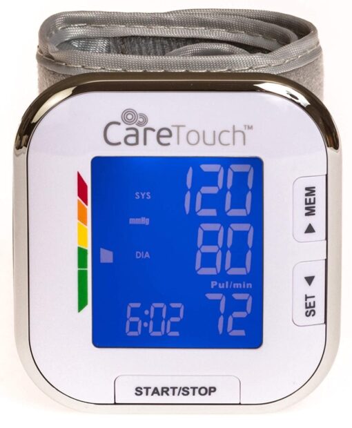 Care Touch Digital Wrist Blood Pressure Monitor, Wrist BP Cuff for Adults Size 5.5-8.5", Blood Pressure Monitors for Home Use, Automatic High Blood Pressure Machine with Batteries & Protective Pouch