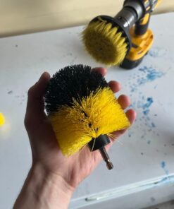 Holikme 4Pack Drill Brush Power Scrubber Cleaning Brush Extended Long Attachment Set All Purpose Scrub Brushes Kit for Grout, Floor, Tub, Shower, Tile, Bathroom and Kitchen Surface,Yellow Yellow 33 61kkj9tVXOL