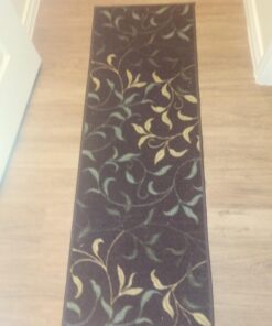 Machine Washable Leaves Design Non-Slip Rubberback 2x5 Traditional Runner Rug for Hallway, Kitchen, Bedroom, Entryway, 20" x 59", Brown Leaves Brown Runner - 20" x 59" 45 61kplkYUBmL