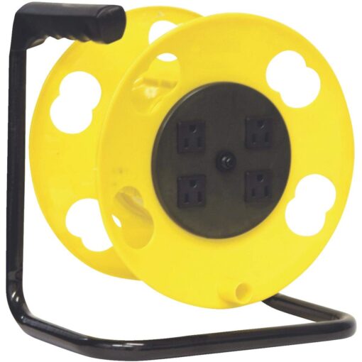 Bayco SL-2000PDQ 4 Plug Cord Reel, Yellow & Black