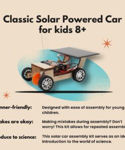 Pica Toys Solar-Powered Car V1, Wooden STEM Kit with Wireless Remote Control for Boys and Girls, Hybrid Powered by Solar Power and Batteries, Educational Motor Toy Gift for Kids Aged 8-12 Classic 31 61kuY7yd41L