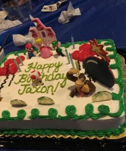 Mario Brothers 23 Piece Birthday Cake Topper Set Featuring Mario Castle, Bomb, Mario Coins, 6 Mario Figures Including Mario, Luigi, Princess Peach, Toad, Yoshi, Donkey Kong, and 12 Mario 1" 24 61kvuVMIeoL