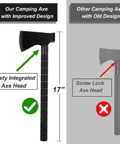iunio Camping Axe, Hatchet with Sheath, Multi-Tool, Camp Ax, Survival Gear, Folding Portable Tools, for Hiking, Backpacking, Emergency, Hunting, Outdoor Black with Bag 24 61ky813KsWL