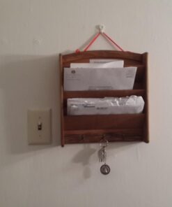 Home Basics Mail Organizer Wall Mount with Key Rack Hooks, Letter Holder For Office, Kitchen, Entryway, Pine 37 61kyXfDU4L