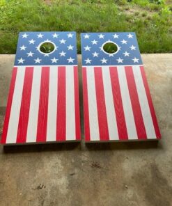 GoSports Flag Series Wood Cornhole Sets – Choose American Flag or State Flags – Includes Two Regulation Size 4 ft x 2 ft Boards, 8 Bean Bags, Carrying Case and Rules America 54 61l vWtAeqL