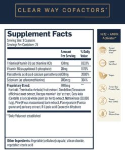 Quicksilver Scientific Clear Way Cofactors - Body Detox Cleanse Support with Vitamin B1, Dandelion Extract, Quercetin & Nattokinase Enzyme - Antioxidant Cleanse to Support Gut Health (75 Capsules) 75 Count (Pack of 1) 9 61l1pP8z8GL